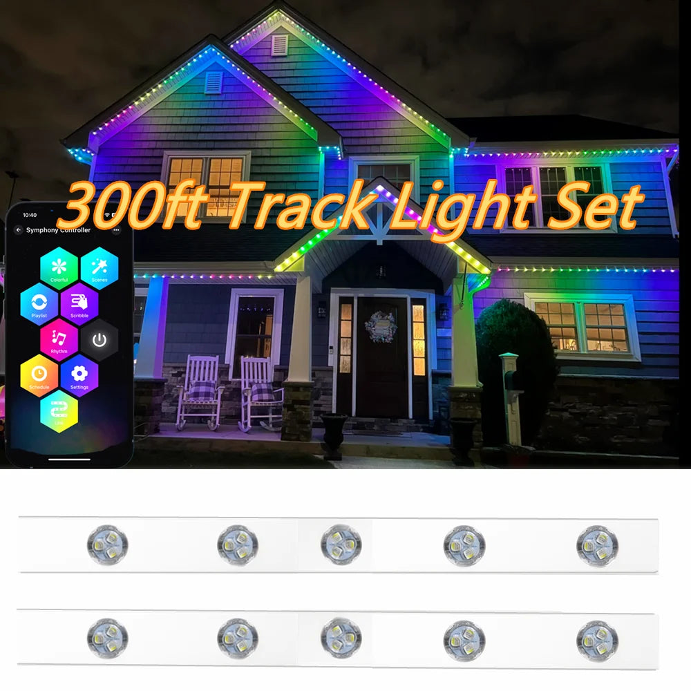 Special 300Ft 92m Permanent Track Light Gemstone style track lights RGBWW Point lights